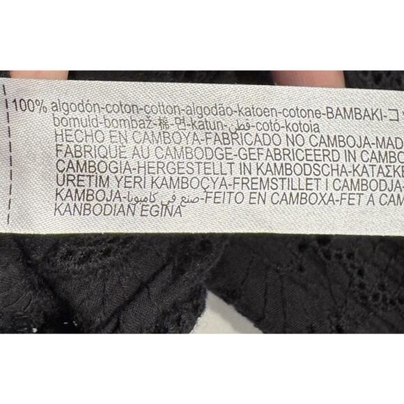 Zara Embroidered Crop Top Women’s Size Small Eyelet Black Floral Cut Out Back - Picture 9 of 9